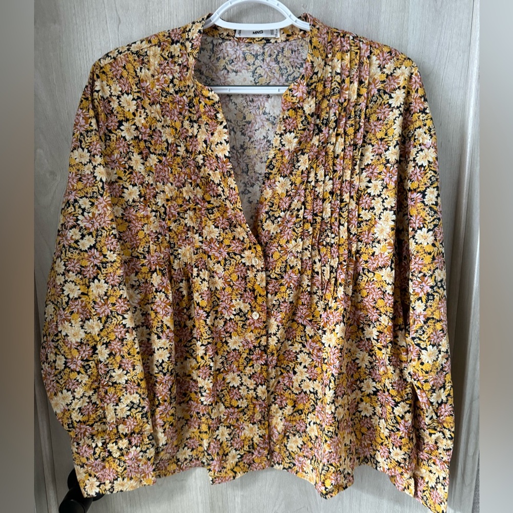 MNG Mango Cotton Floral Top size 6 - Picture 2 of 8